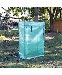 Outdoor Deluxe Portable Large Potted Plant and Starter Tomato Plant Greenhouse with Roll-Up Door - Green