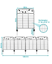 Winding Vines 10-Foot 4-Piece Steel Decorative Garden Fence Panels - 30" W x 36" H Per Panel - Black