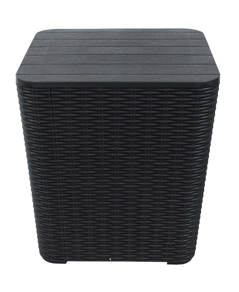 11.5-Gallon Outdoor Deck Box - Weather-Resistant Side Table with Storage for Cushions, Garden Tools, Pool Supplies - Phantom Gray - Faux Rattan
