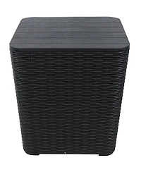 11.5-Gallon Outdoor Deck Box - Weather-Resistant Side Table with Storage for Cushions, Garden Tools, Pool Supplies - Phantom Gray - Faux Rattan