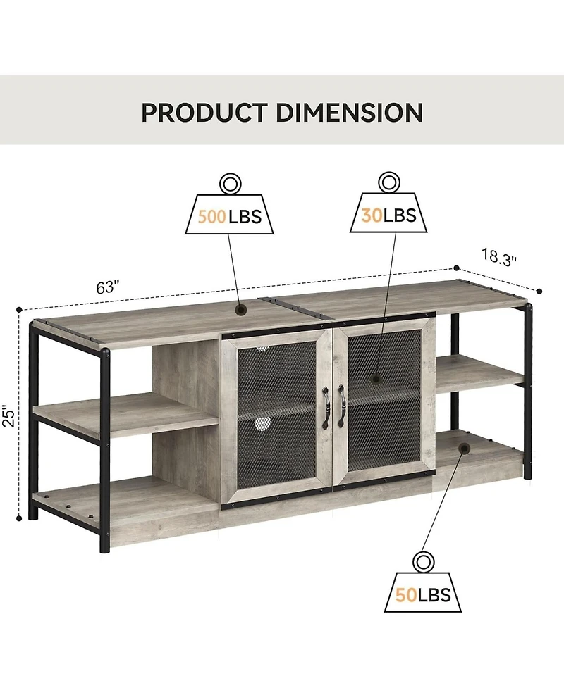 gaomon Tv Stand for 65+ Inch Tv, Industrial Entertainment Center Tv Media Console Cabinet