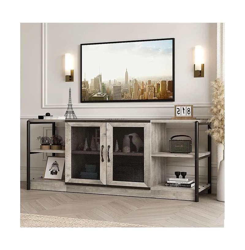 gaomon Tv Stand for 65+ Inch Tv, Industrial Entertainment Center Tv Media Console Cabinet