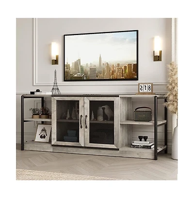gaomon Tv Stand for 65+ Inch Tv, Industrial Entertainment Center Tv Media Console Cabinet