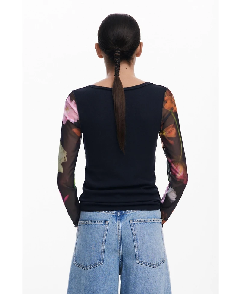 Desigual Women's T-shirt with printed sleeves