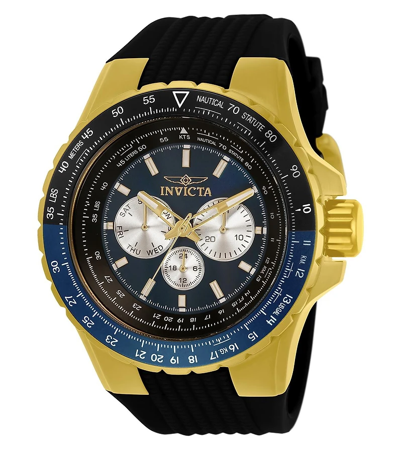 Invicta Men's 33031 Aviator Quartz Chronograph Black, Blue Dial Watch
