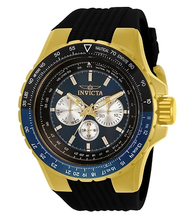 Invicta Men's 33031 Aviator Quartz Chronograph Black, Blue Dial Watch