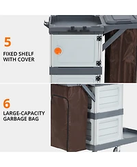 gaomon Commercial Janitorial Cart with Cabinet, 3-ply Multi-Purpose Engineered Plastic Housekeeping Car