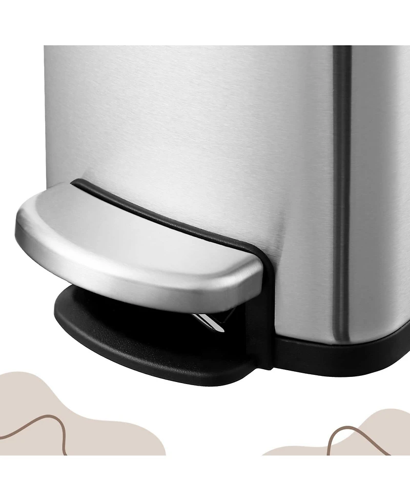 gaomon 6L Pedal Slim Trash Bin, Stainless Steel Waste Bin with Lid and Inner Bin