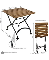 Chestnut Wood Folding Square Patio Accent Side Table - 20" - Brown