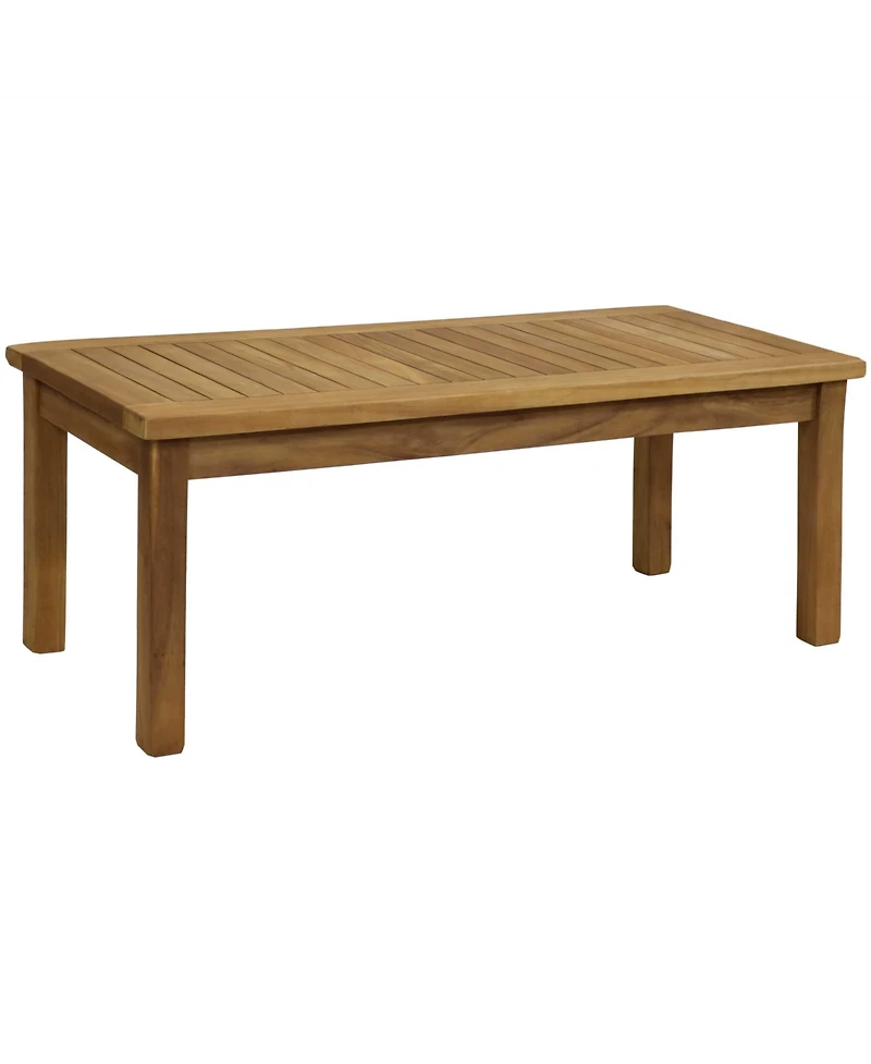 45-Inch Solid Teak Rectangular Outdoor Coffee Table - Patio Coffee Table for Outside - Light Brown Wood Stain Finish