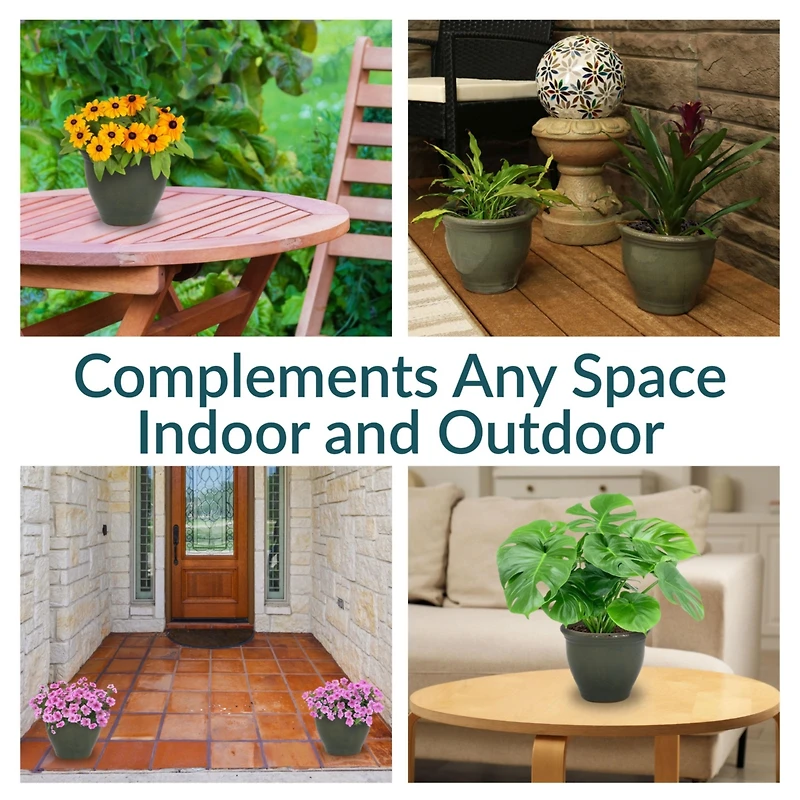 Studio Outdoor/Indoor High-Fired Glazed Uv- and Frost-Resistant Ceramic Planters with Drainage Holes