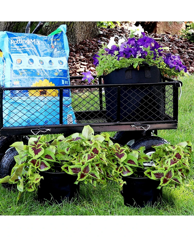 Garden Grow Bag with Handles Nonwoven Polypropylene Fabric, Black