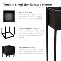 Modern Simplicity 8.25" Square Cold-Rolled Steel Outdoor Elevated Planter