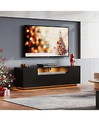 Wlive Tv Stand for 65 Inch Modern Entertainment Center with Led 58" Console Storage Cabinet Stands Living Room
