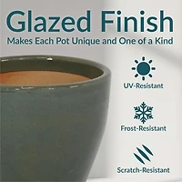 Resort High-Fired Outdoor/Indoor Glazed Uv- and Frost-Resistant Ceramic Planters with Drainage Holes