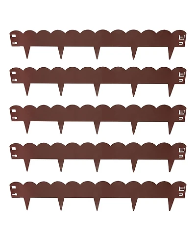 Outdoor Lawn and Garden Heavy-Duty Steel Scalloped Metal Flexible Landscape Edging Borders - 16' 5pk