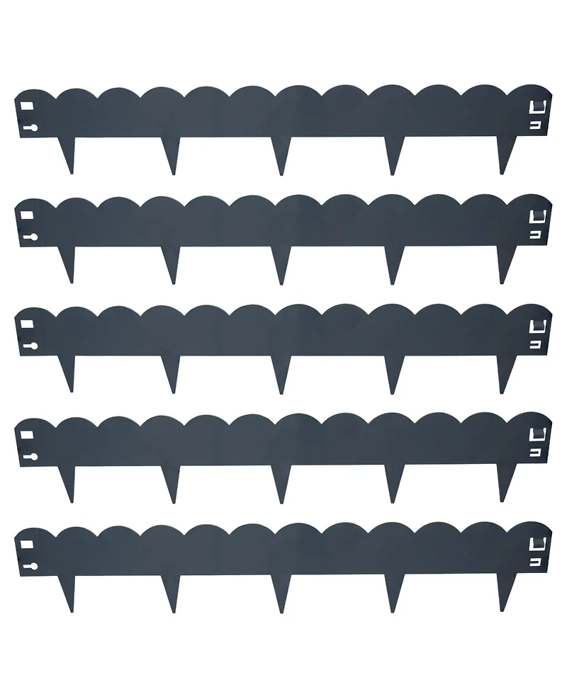 Outdoor Lawn and Garden Heavy-Duty Steel Scalloped Metal Flexible Landscape Edging Borders - 16' 5pk