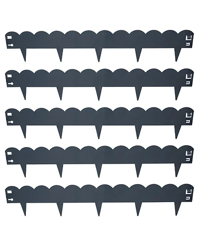 Outdoor Lawn and Garden Heavy-Duty Steel Scalloped Metal Flexible Landscape Edging Borders - 16' 5pk
