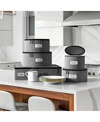 Sorbus 5-Piece Stackable Plate Carrier Set for Dinnerware, Plate Organization and Storage with Felt Plate Protector