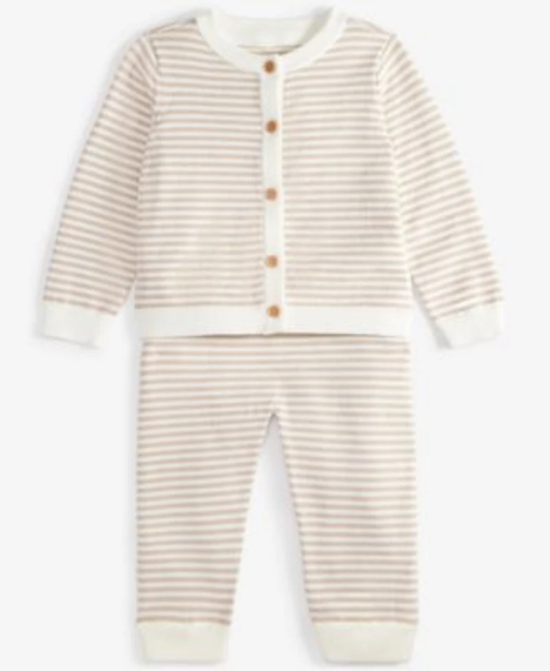 First Impressions Baby Striped Cotton Cardigan Pants Exclusively At Macys