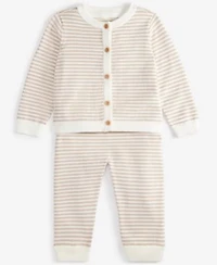 First Impressions Baby Striped Cotton Cardigan Pants Exclusively At Macys