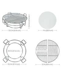 Half Moon Cooking Grate with Ceramic Deflector Plate for 15" Kamado Egg Grills - 12.5"
