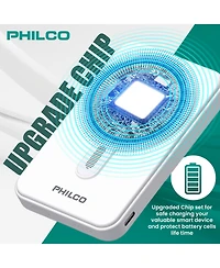 Philco Magsafe Power Bank 6000mAh, Portable Wireless Charger with MagSafe , Usb-c, Leather Holder for iPhone 12/13/14/15