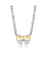 Rachel Glauber Two-Tone Graceful Bond Bow Tie Necklace