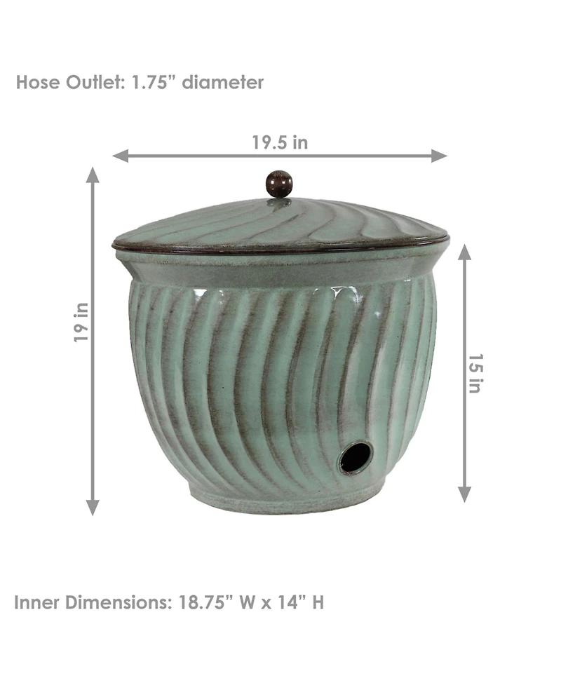 Outdoor Decorative Metal Garden Hose Holder with Lid