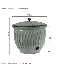 Outdoor Decorative Metal Garden Hose Holder with Lid