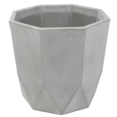 Indoor/Outdoor Modern Faceted Polyresin Flower Pot Planter