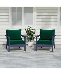 WestinTrends Outdoor Modern Hdpe Patio Navy Blue Club Chairs with Deep Seat Cushions (Set of 2)