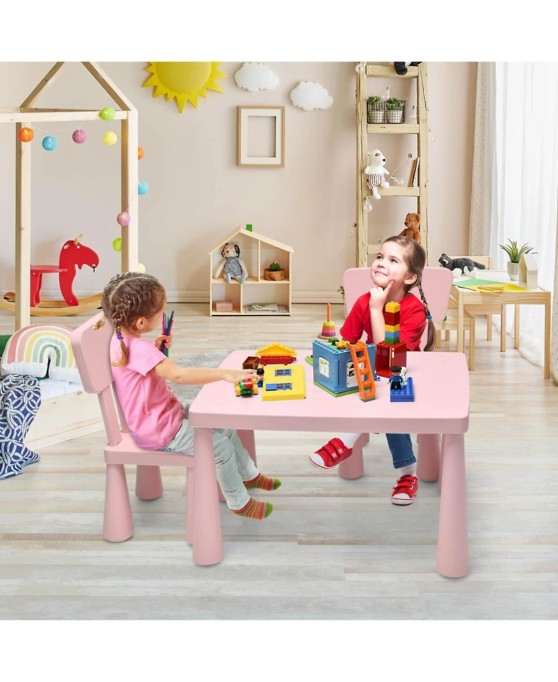 Gouun Kids 3 Pieces Multi Activity Play Dining Study Table and Chair Set
