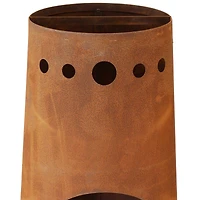 Outdoor Backyard Patio Steel Santa Fe Wood-Burning Fire Pit Chiminea with Wood Grate - 50" - Rustic Finish