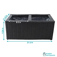 2-Section Rectangle Polyrattan Indoor Planters - 21.5" W x 11.5" D 9.25" H 2-Pack