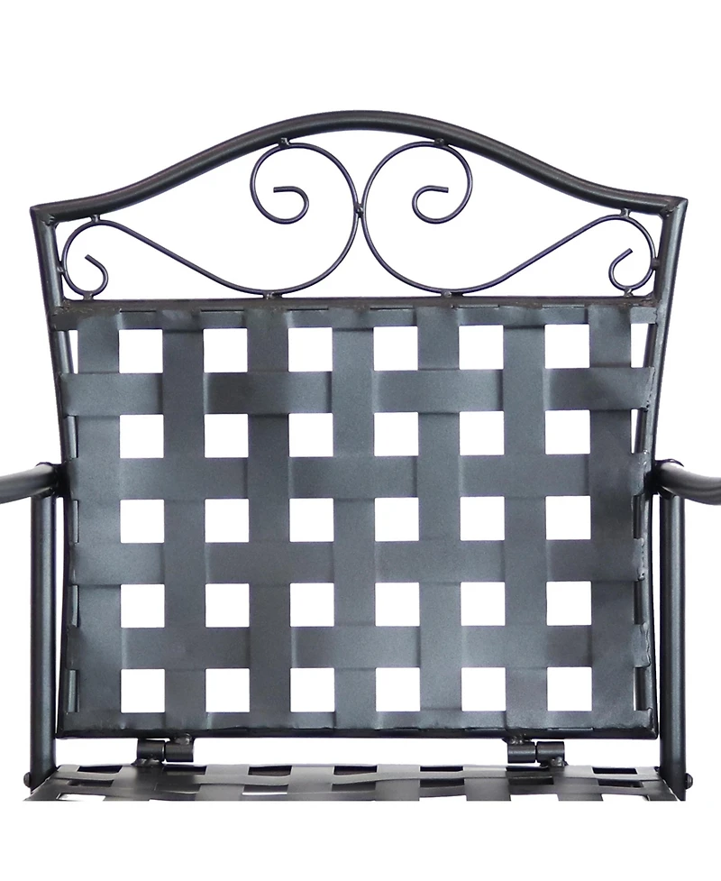 Outdoor Wrought Iron Scrolling Bar Chairs - 20.25" W x 22" D x 47.5" H - Black - 2-Pack