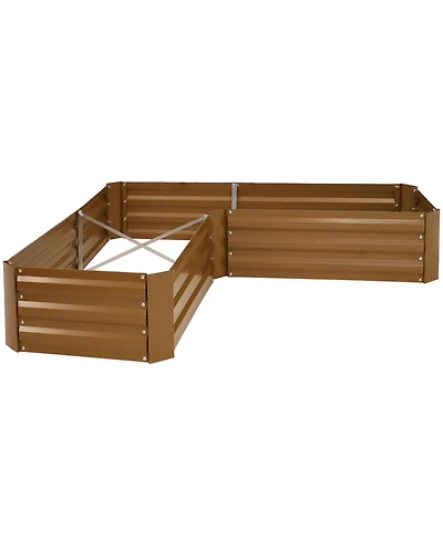 Outdoor Galvanized Steel L-Shaped Raised Garden Bed for Plants, Vegetables, and Flowers - 59.5"