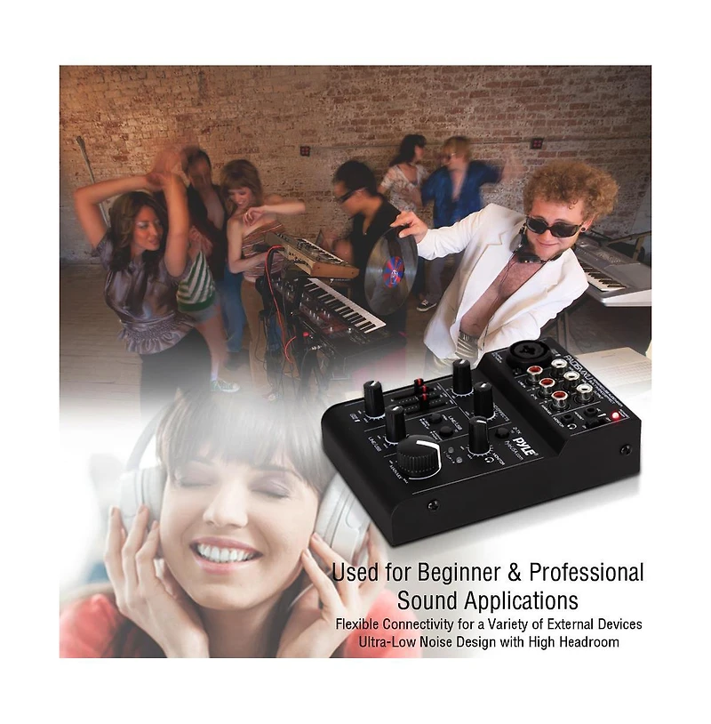 Pyle 3-Channel Usb Audio/Sound Mixer with Rechargeable Battery