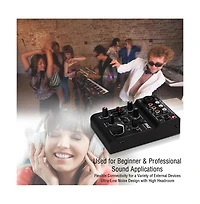 Pyle 3-Channel Usb Audio/Sound Mixer with Rechargeable Battery