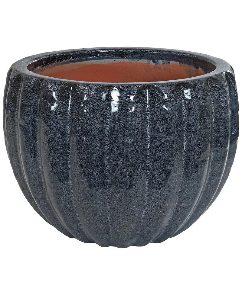 Round Ceramic Planter - Black Mist - 13.5"