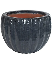 Round Ceramic Planter - Black Mist - 13.5"