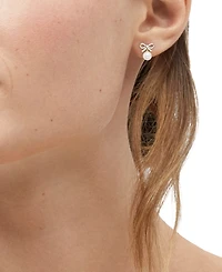 Honora Cultured Freshwater Pearl (6-6-1/2mm) & Diamond (1/6 ct. t.w.) Bow Earrings in 14k Yellow Gold