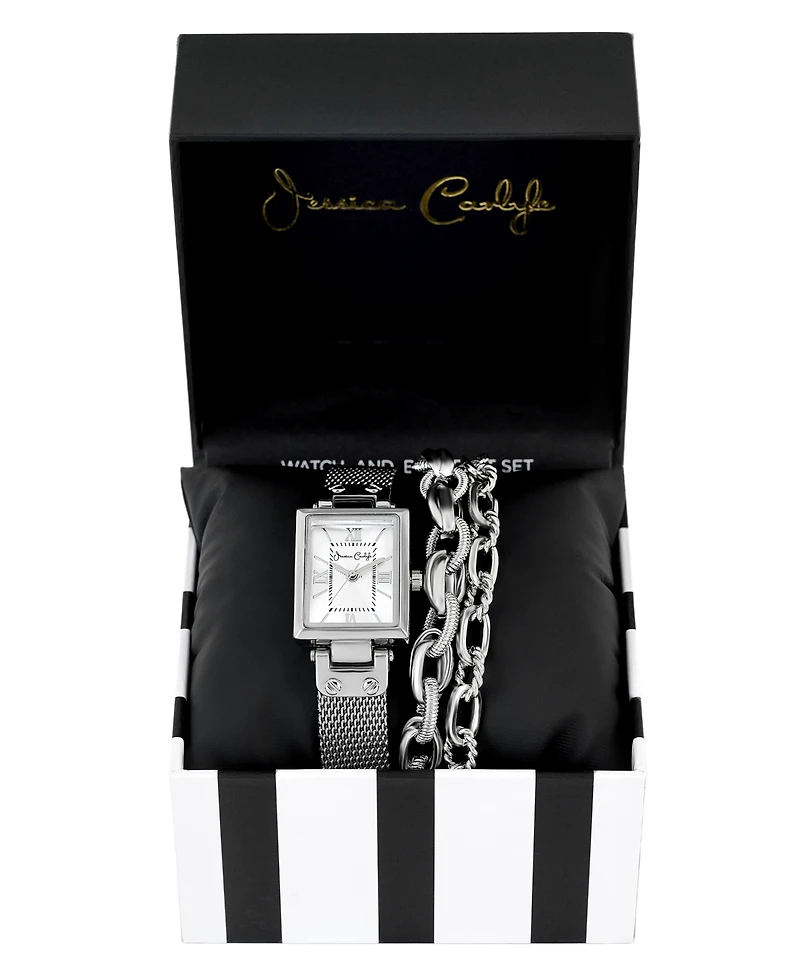 Jessica Carlyle Women's Silver Tone Metal Alloy Analog Watch, 23mm