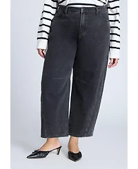 Eloquii Women's Plus Size Dart Detail Barrel Leg Jean