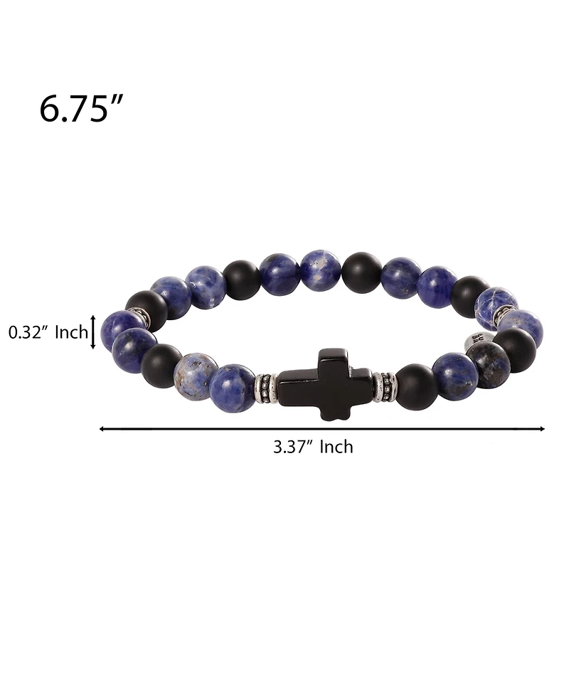 Lucky Brand Sodalite Bead Stretch Bracelets with Cross Accents