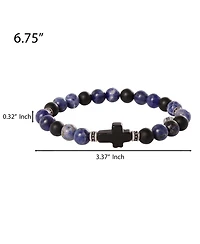 Lucky Brand Sodalite Bead Stretch Bracelets with Cross Accents