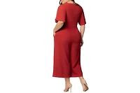 Kiyonna Plus Size Evelyn Cropped Wide Leg Jumpsuit