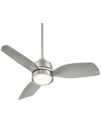 Casa Vieja 36" Verdin Modern Indoor Outdoor Ceiling Fan 3 Blade Led Light Remote Control Brushed Nickel Finish Bedroom Damp Rated