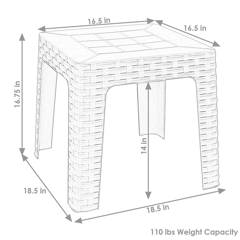 18" Square Polypropylene Indoor/Outdoor Patio Side Table