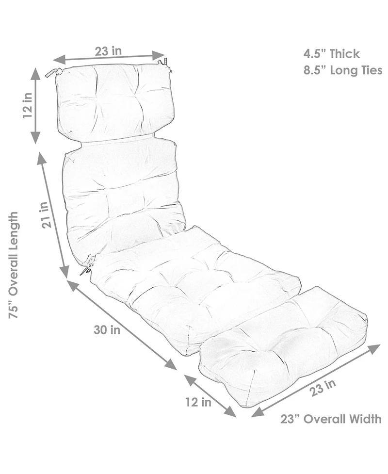 Indoor/Outdoor Olefin Polyester Tufted Chaise Lounge Chair Replacement Cushion - 23" x 75"